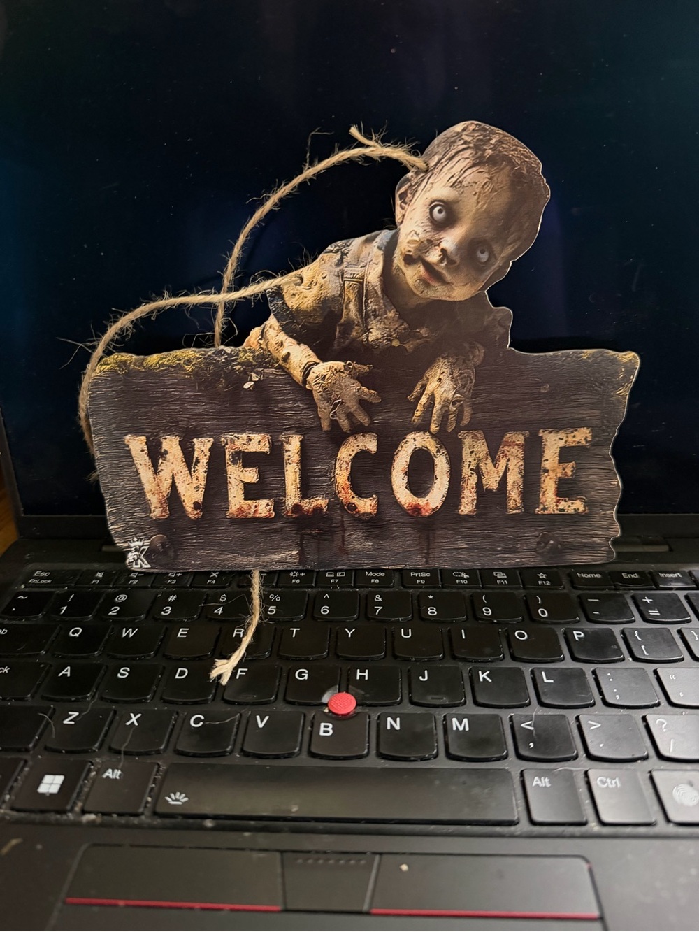 Spooky Zombie "Welcome" Hanging Sign - Brown